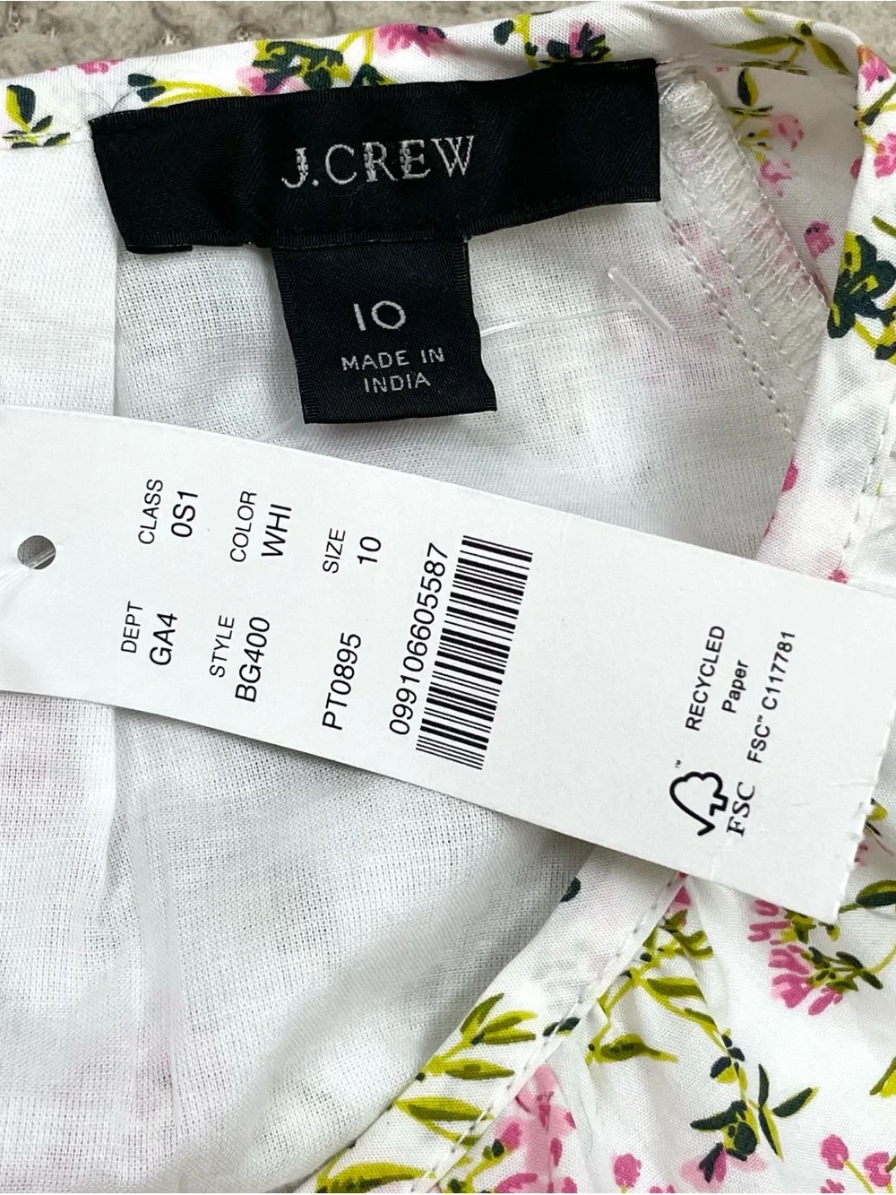 J. Crew Side-Cutout Cotton Poplin Short Sleeve Dress in Meadow Floral NWT Sz 10